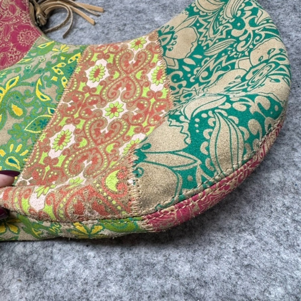 Patchwork Leather Suede Handbag Shoulder Hobo‎ Bo… - image 13